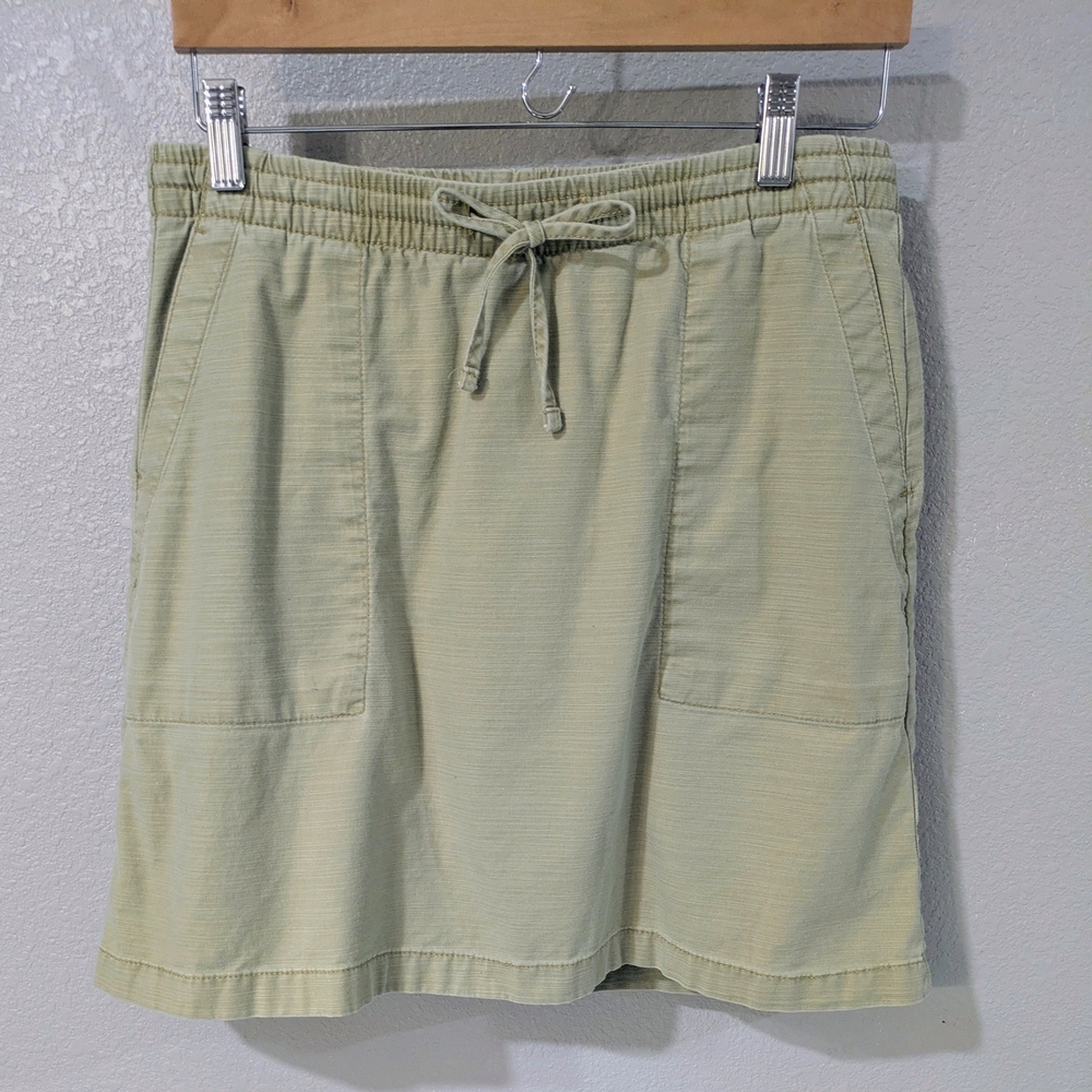 Lands' End Light Sage Pull-On A-Line Skirt with Drawstring